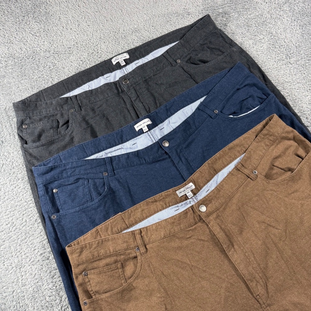 Lot of 3 Peter Millar Crown Mountainside Flannel 5 Pocket Pants Mens 48Rx28